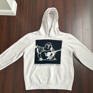 True Religion Buddha Guitar Hoodie -  Size Large - Y2K White Pullover